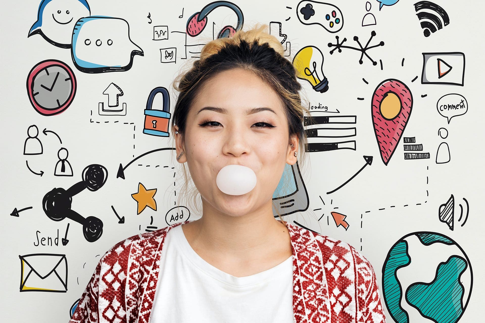 A woman displaying digital marketing skills.